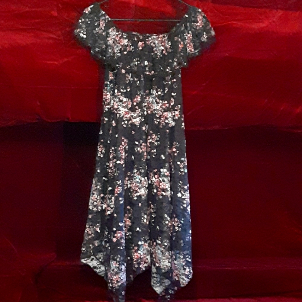 Black lace floral dress